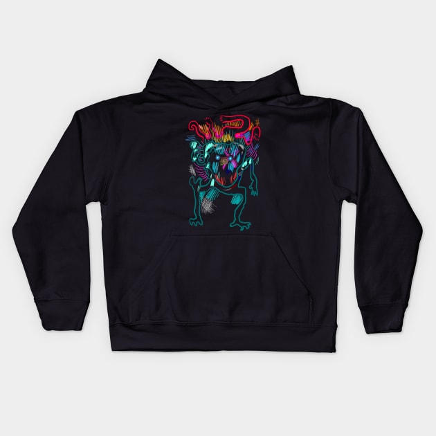 Abstract trash leprechaun / colorbomb Kids Hoodie by Nikokosmos